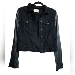 rag and bone jeans black denim with lamb leather arms jacket medium